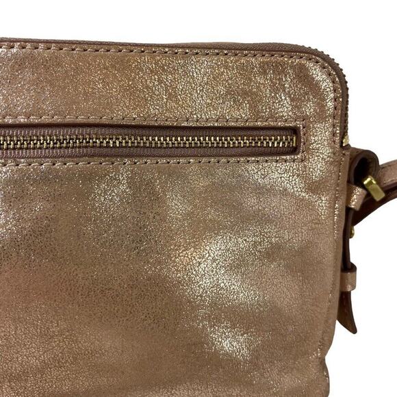 Fossil Womens Small Rose Gold Crossbody Purse Shoulder Bag Leather "Stained" - Picture 2 of 16